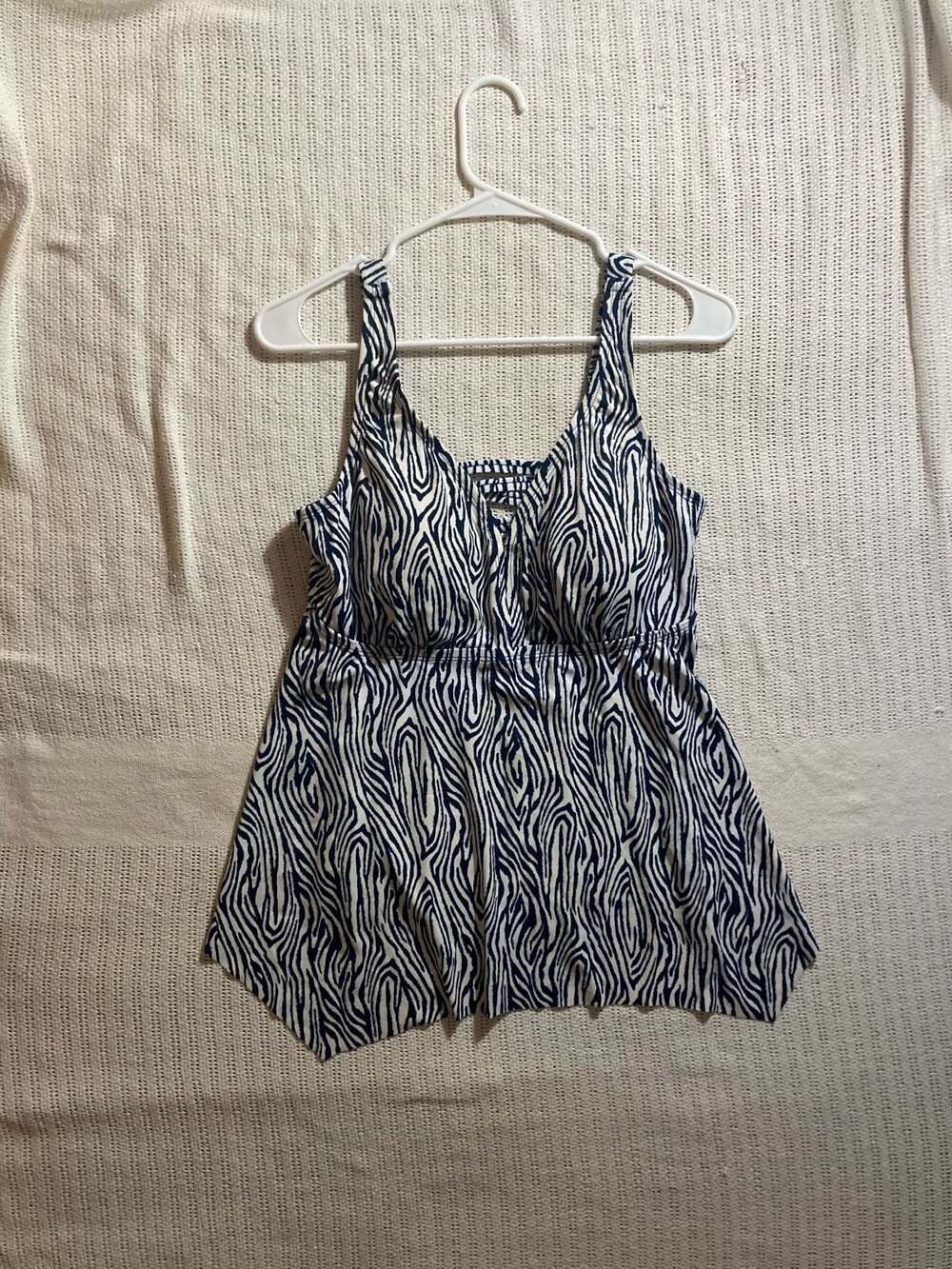 EVRI Women's Zebra Print Tankini Swim Top Size 0X
